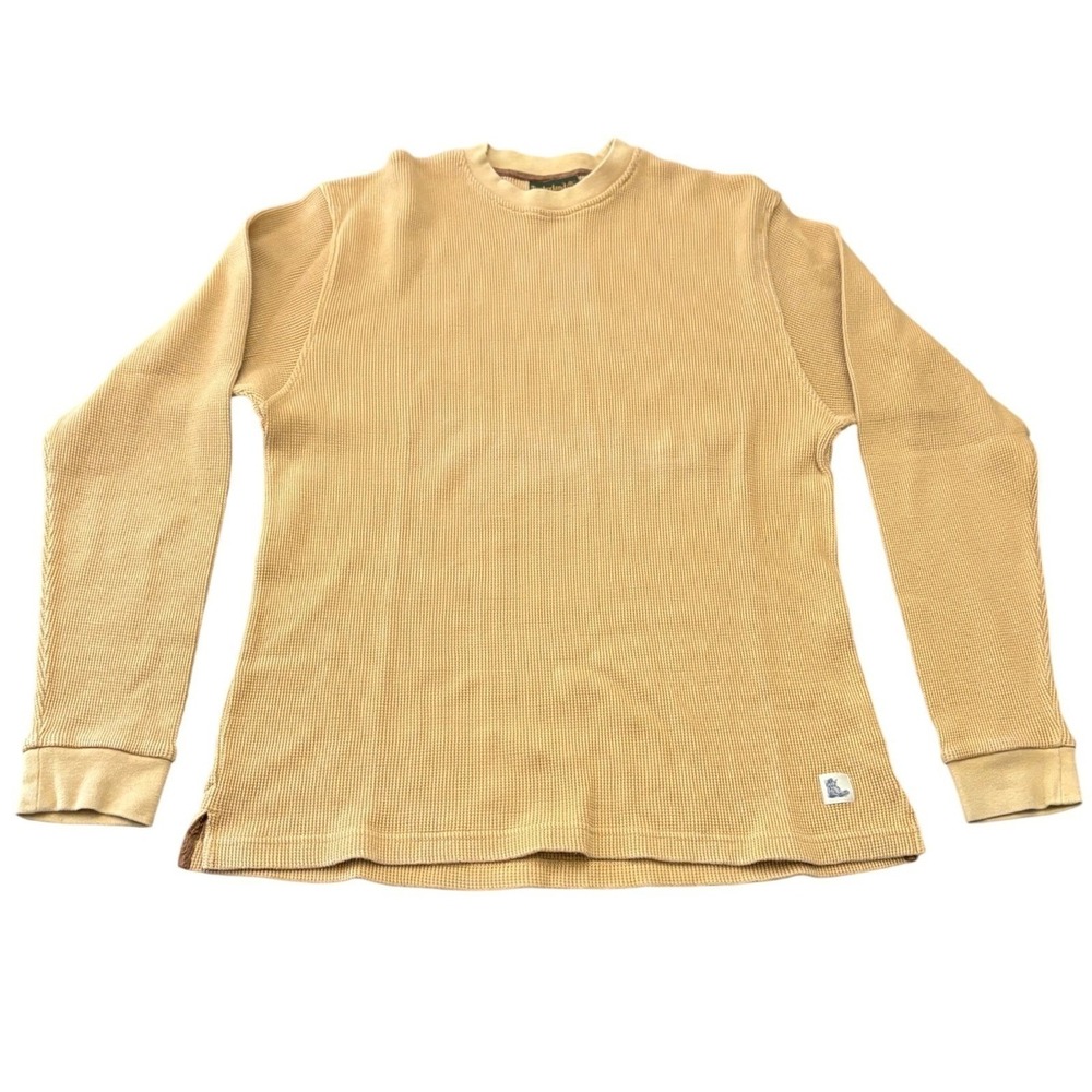 VTG‎ Timberland Long Sleeve Thermal Shirt Men's Large Mustard Yellow Waffle Knit
